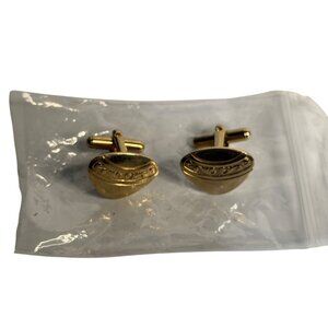 Antique Yellow Gold Tone Triangle Cufflink Set of 2 Steampunk Men’s Jewelry